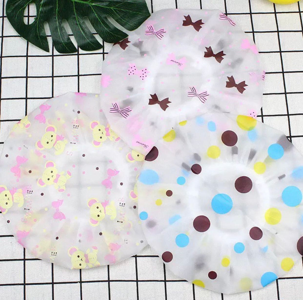 Printed Shower Cap, Waterproof Hair Shower Cap, Bath Hat, Bouffant, Reusable Shower Cap