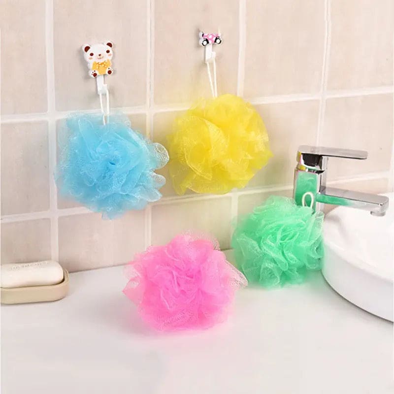 Loofah Sponge, Ball Bath Towel Scrubber, Mini Bath Sponge, Multicolor Body Exfoliating Shower Ball, Flower Bath Mesh Sponge, Bath Flower Shower Sponge Ball, Shower Loofah Sponge Pouf Body Wash Scrubber