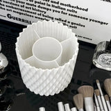 Makeup Bucket Organizer, Multifunctional Rotating Pencil Makeup Brush Holder, Hollow Multiuse Organizer, Non-slip Round Multi Grid Desktop Sundries Pencil Holder, Lipstick Eyebrow Pencil Holder, Desktop Makeup Brush Storage Bucket