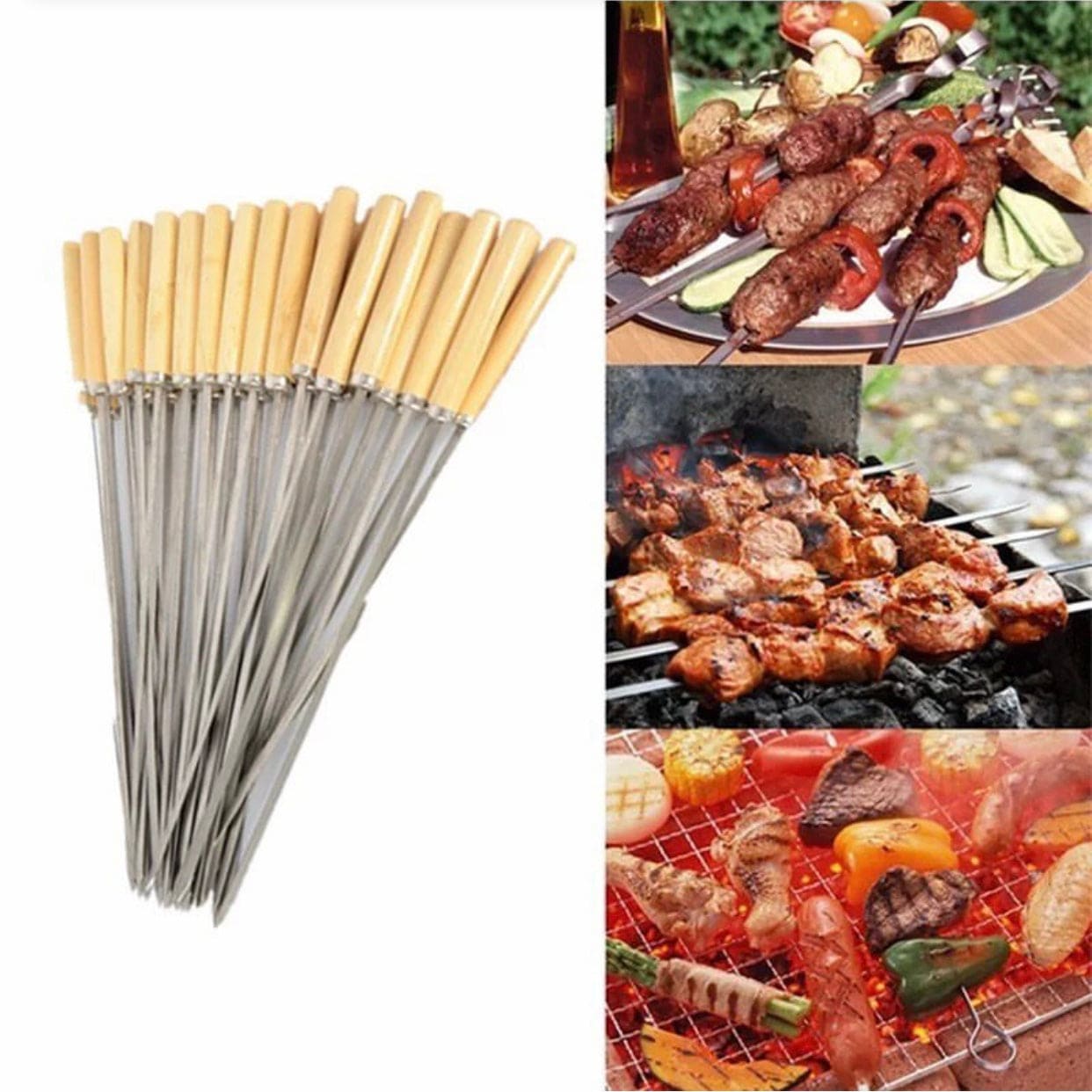 Set Of 5 Reusable BBQ Skewers, Roasting Needle Roasting Tool Brochettes Tong, Kabab Skewers Stick For Outdoor, Picnic Skewers