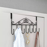 7 Hook Iron Door Hanger, Door Rear Behind Hook,  Wall Mounted Storage Hanger Hook, Wrought Iron Hooks for Home Bedroom Bathroom Hat Coat Clothes, Towel Hat Clothes Wall Rack