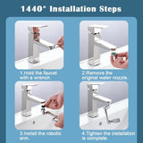 360 Robotic Arm Faucet Sprayer, Universal Rotation Faucet Sprayer, Faucets Aerator Bubbler Nozzle, Sink Face Wash Attachment, Aerator Bathroom Kitchen Sink Faucet Sprayer, Multifunctional Extension Faucet Aerator for Bathroom Kitchen Sink