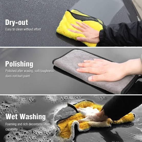 Set Of 3 Microfiber Car Cleaning Cloth, Car Care Cleaning Cloth Wash Towels, Microfiber Towel for Car Cleaning Wash,  Car Drying Cloth, Automobile Cleaning Towel,  Durable Microfiber Car Cleaning Accessory