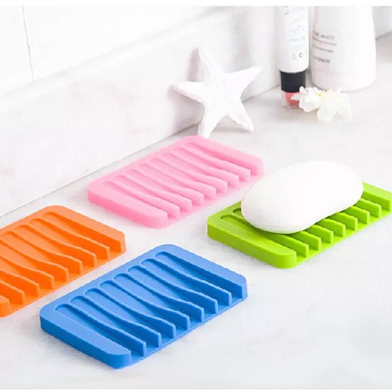 Countertop Soap Dish, Flexible Bathroom Silicone Soap Dish, Soap Pads Organizer, Water Soap Tray Stand, Non-Slip Silicone Soap Box, Drainable Soap Saver Pad for Shower Bathroom Kitchen