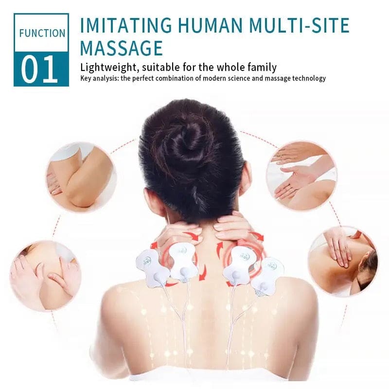 Digital Therapy Handheld Massager, Electric Tens Unit Device, Electric Meridian Body Massager, Ems Acupuncture Face Body Massager, 4 Mode Electric Muscle Stimulator, Dual Output Body Massager, Anti Cellulite Electric Body Massager