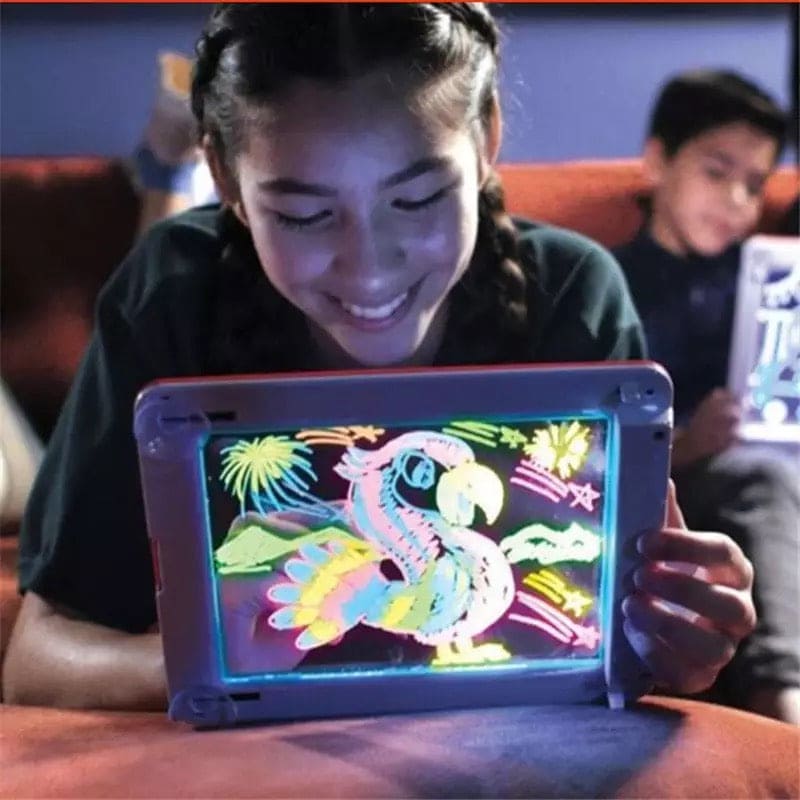 3D Magic Drawing Pad, 8 Light Effects Puzzle Board, 3D Sketchpad, Tablet Creative Kids Pen Gift LEDs Lights Glow Art Drawing Toys