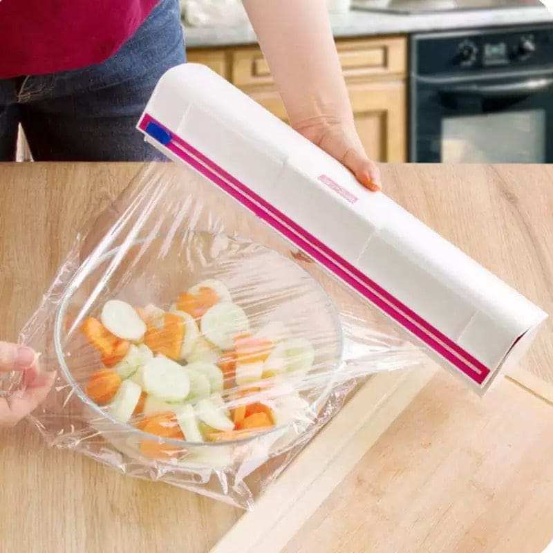 Rotatable Cling Film Wrapping Paper Cutter, Packaging Dispenser With Cutter, Storage Preservative Film Roll Case With Cutting Blade, New Cling Film Cutter, Food Wrap Dispenser Cutter