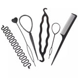 Newstyle 6pcs Hairstyle Braiding Tools, Twist Bun Barrette Elastic Hair Clips for Women, Weave Braider Roller Hairpins, Magic Hair Styling Accessories