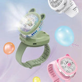 Mini Fan Cartoon Watch, Small USB Rechargeable Wrist Fan, Handheld Desktop Fan, Mini Hand Held Cooling Fan, Mini Cartoon Wristband Fan, Children Travel Air Cooler, Cute Design Fan For Kids