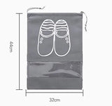 Set Of 5 Travel Shoe Pouch, Grey Non Woven Fabric Dustproof Drawstring Bag, Breathable Storage Pouch With Visual Window, Portable Shoe Organizer Drawstring Bag