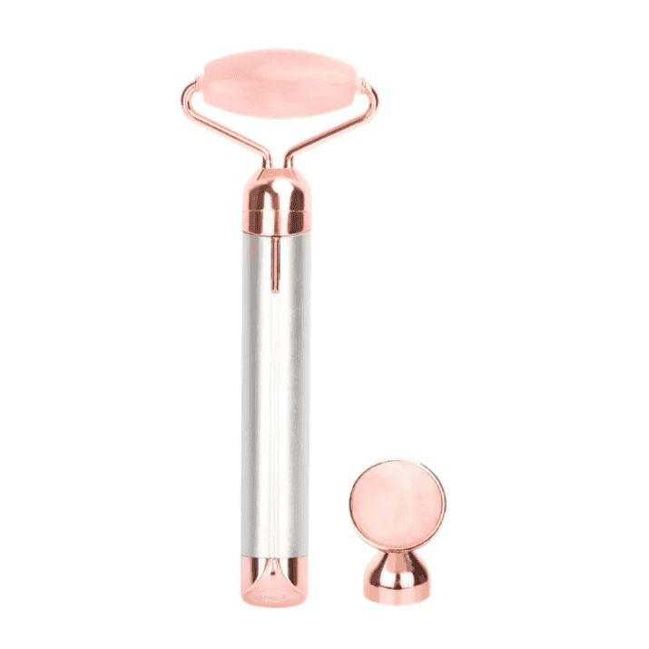 New 2 In 1 Flawless Contour, Flawless Jade Roller, Micro Vibrating Facial Roller And Massager, Automatic Facial Vibrate Face Massager, Electric Pink Rose Quartz Facial Massager, Vibrating Face Body Massage Tool, Skin Care Lift Tightening Women Beauty Bar