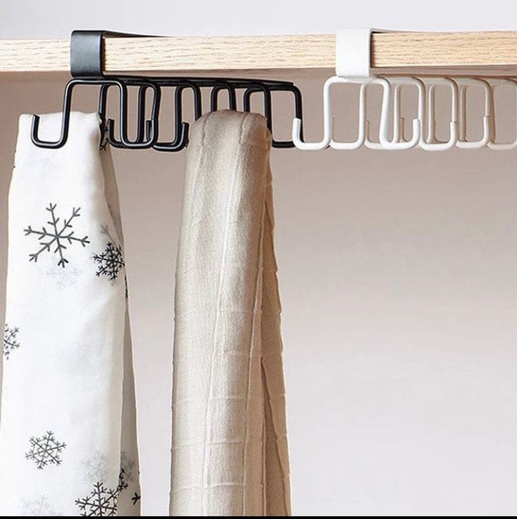 Clever Metal Hook Rack, Multi Hooks Mug Hook Rack Space Saving Quality Cabinet Hook Multifunctional Storage Holder Hanging Cup Holder Kitchen Organizer, Multifunctional Stuck Board Organizer, Under Cabinet Closet Hook Rack