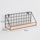 Gird Wall Shelf, Grid Wall Hanging Shelf, Wire Wood Organizer,  Iron Floating Display Shelf, Home Decorative Hanging Grid Basket, Wall Art Shelve Flower Pot Stand