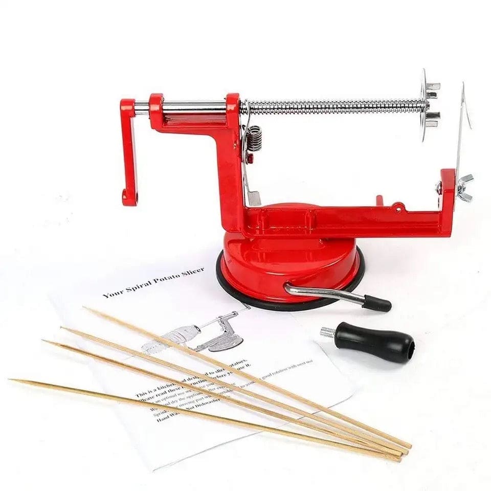 Spiral Potato Cutter, Manually Rotating Potato Tower Machine, Portable Quick Spiral French Slicer Cutter Bar, Vegetable Spiral Cutter Machine, Twist Fries Machine, Metal Peeler Corer Slicer, Creative Hand-shake Fruit Potato Peeler, Home Kitchen Gadget