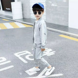 2 Pcs Children's Clothing New Spring And Autumn Solid Color Boys And Girls Student Sportswear Suit Long Sleeve Clothes