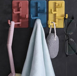 ABS Wall Hooks Storage Rack, Seamless Rotatable Strong Hook, Rotatable 4-Hook Key Hook Wall Self Adhesive Key Wall Hanger