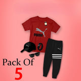 Pack Of 5 Kids Puma Print Track Suit, Kids Track Suit With Accessories, Kids Printed Clothes