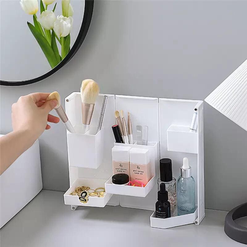 Multifunctional Collapsible Desktop pen holder, Magnetic Opening Closing Plastic Pen Case, Creative Multifunction Magnet Switch Pen Holder, Plastic Stationary and Cosmetic Organizer