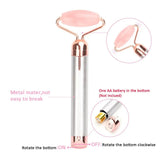 New 2 In 1 Flawless Contour, Flawless Jade Roller, Micro Vibrating Facial Roller And Massager, Automatic Facial Vibrate Face Massager, Electric Pink Rose Quartz Facial Massager, Vibrating Face Body Massage Tool, Skin Care Lift Tightening Women Beauty Bar