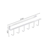 Kitchen Cabinet Hook Hanger, Kitchen Storage Cupboard Hanging Rack, 6 hooks Metal Cabinet Holder, Multifunctional Stuck Board Organizer, Under Cabinet Closet Hook Rack