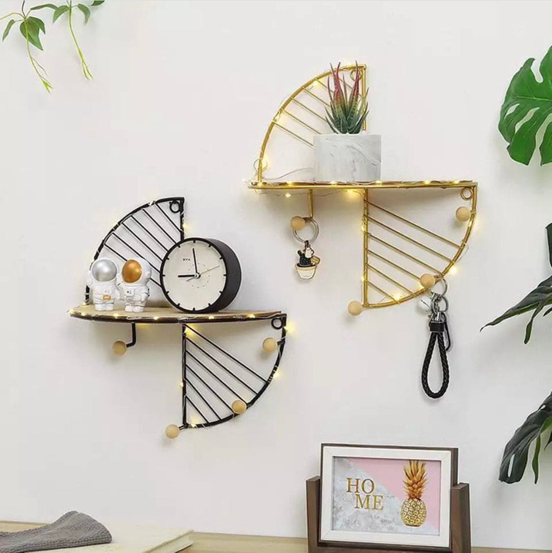 Nordic Iron Art Creative Wall Hanging Rack, Display Shelf Storage Rack, European Style Keychain Hook Wall Hanger