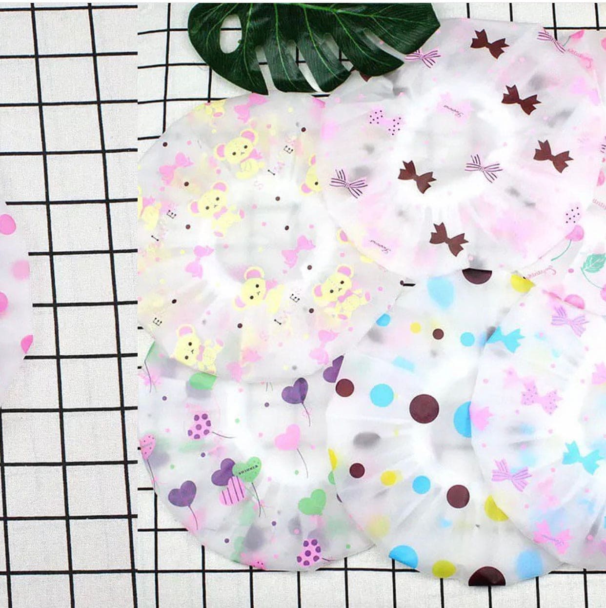 Printed Shower Cap, Waterproof Hair Shower Cap, Bath Hat, Bouffant, Reusable Shower Cap
