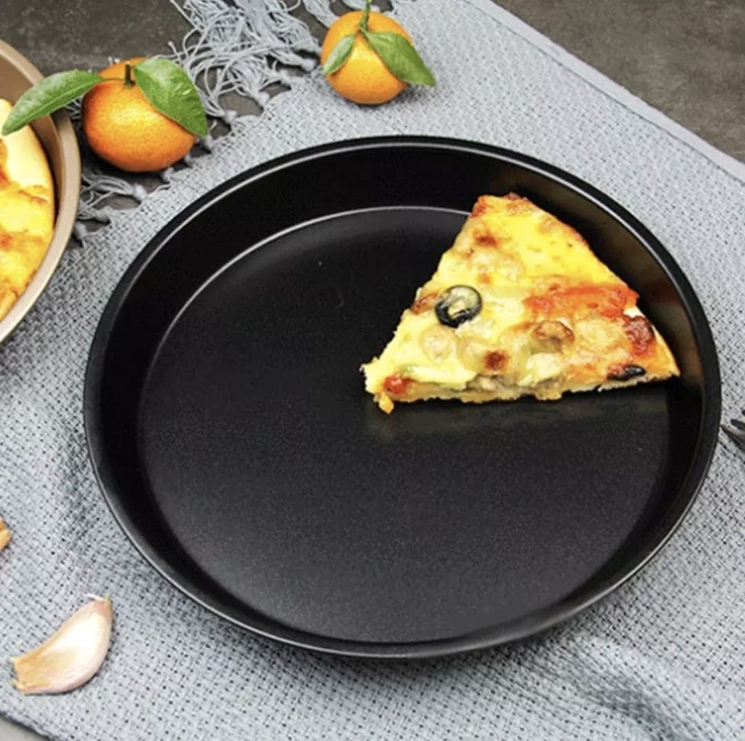 Set of 3 Non-Stick Pizza Pan, Round Pizza Pan Deep Dish Tray, Carbon Steel Non Stick Mold Baking Tool