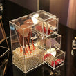 Pearl Acrylic Makeup Brushes Holder, Lipstick Nail Polish Jewelry Display Holder, Transparent Cosmetic Organizer Box, Clear Cosmetic Organizer With Lid Drawer, Multifunctional Makeup Brush Holder, Drawer Lipstick Makeup Brushes Holder