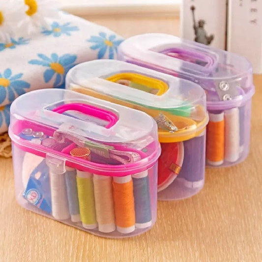 Mini Travel Sewing Box With Color Needle Threads, Sewing Supplies Organizer For Travel, Basic Emergency Sewing Kits Tools Set