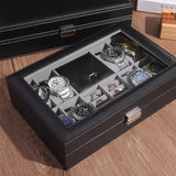 Slots Watch Boxes Storage Organizer, PU Leather Bracelets Rings Watches Display Jewellery Box, Lockable Watch Storage Case, Multifunction Watch Jewellery Box