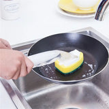Replaceable Cleaning Brush, Kitchen Liquid Dispenser Dish Scrubber, 3 in1 Long Handle Cleaning Sponge, Removable Brush Head Sponge, Replacement Head Dishwashing Sponge, Heavy Duty Dish Wand for Kitchen, Sink, Bathroom