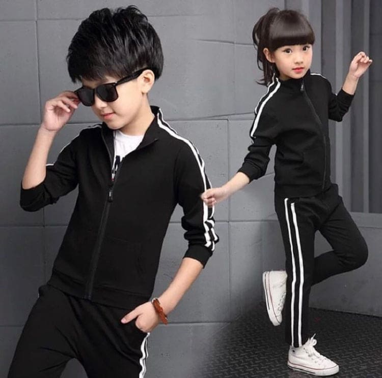 2 Pcs Children's Clothing New Spring And Autumn Solid Color Boys And Girls Student Sportswear Suit Long Sleeve Clothes