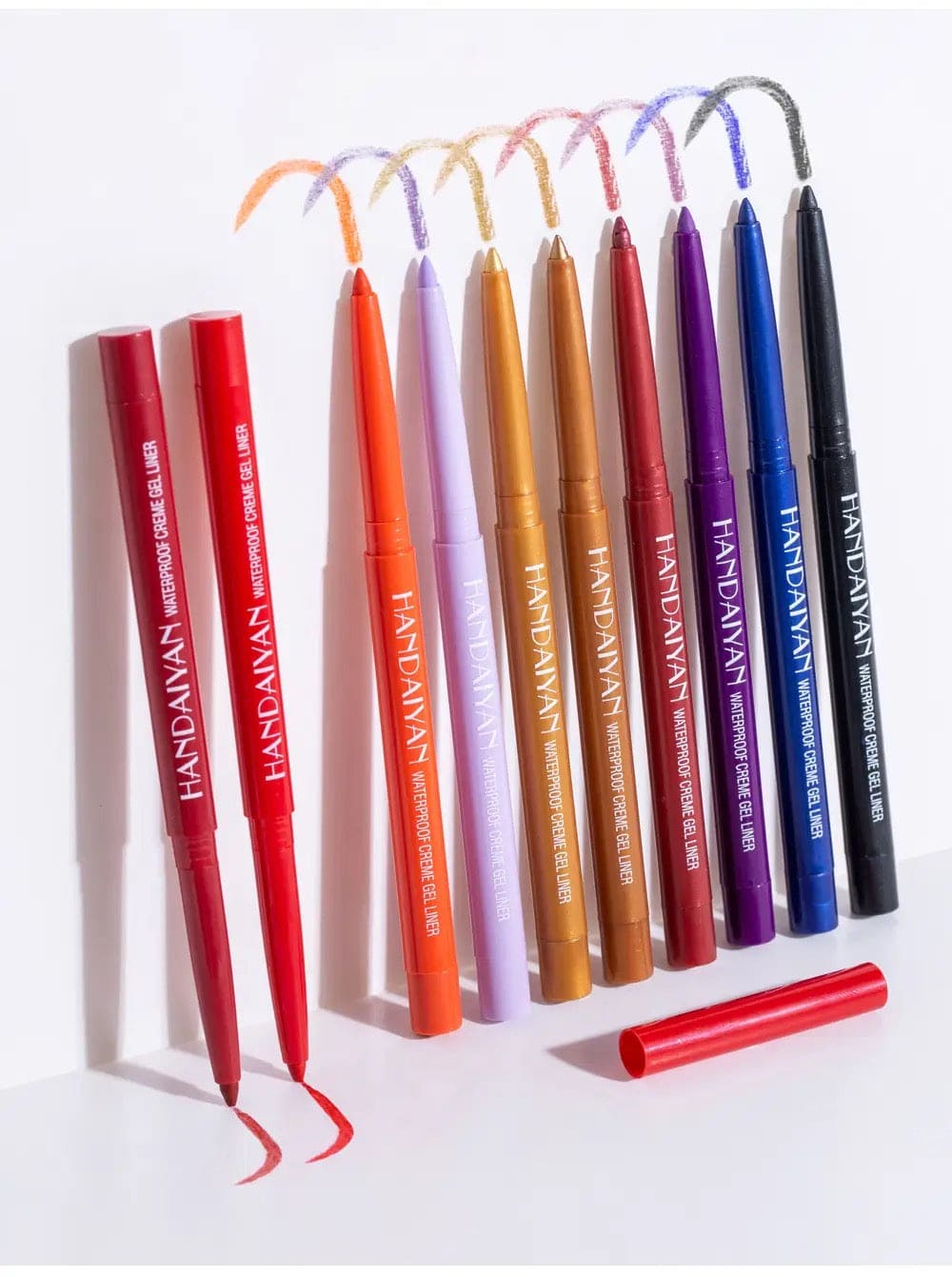 Set Of 12 Handaiyan Cream Gel Eyeliner, Waterproof Matte Eyeliner Gel, Ultra Fine Eyeliner Pencil, Pearl White Brighten Silkworm Shadow Women Eyeliners Pen, Long Lasting Matte Eye Liner, Makeup Cosmetic Beauty Colorful Liner