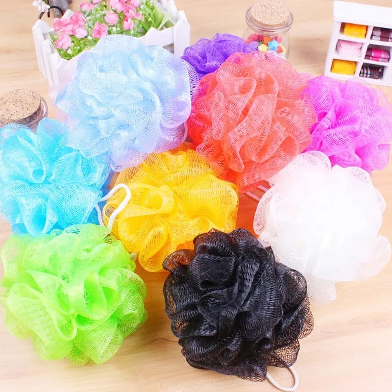 Loofah Sponge, Ball Bath Towel Scrubber, Mini Bath Sponge, Multicolor Body Exfoliating Shower Ball, Flower Bath Mesh Sponge, Bath Flower Shower Sponge Ball, Shower Loofah Sponge Pouf Body Wash Scrubber