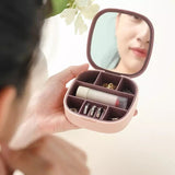 Mini Jewellery Box. Square Stud Earrings Box, Portable Small Travel Jewellery Storage Box, Women Girl Portable Earrings Ring Necklace Jewellery Case Organizer, Jewellery Organizer With Mirror, Earrings Lipstick Ring Storage Case