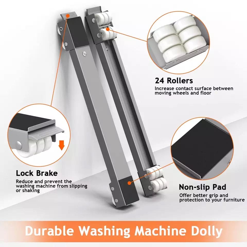 2 Pcs Washing Machine Pulley Bracket, Universal Base Furniture Casters, Retractable Wheel Stand Bracket, Heavy Roller Tables Furniture Mover, Multifunctional Movable Trolley Stand Wheels, Telescopic Adjustable Furniture Lifter