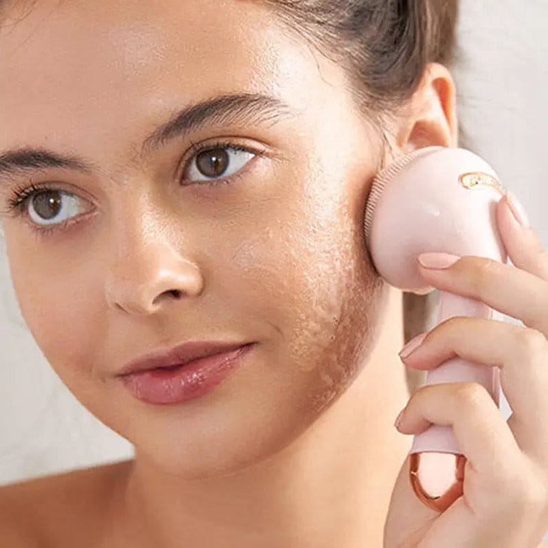Electric Silicone Facial Brush Massager, USB Rechargeable Rose Electric Facial Cleanser,  Rotating Silicone Massager, Waterproof Sonic Vibration Cleanser, Deep Pore Cleansing Skin Massager, Vibrate Exfoliate Sonic Electric Facial Cleansing Brush