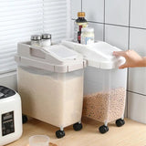 Baffect Food Storage Container, Transparent Sealed Rice Storage Box, Household Soybean Corn Cereal Storage Box, 10kg Large Capacity Grain Cereal Storage Box With Wheels And Measuring Cup, Airtight Food Tank Organizer, Flip Top Food Container Bucket
