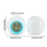 Cute Kids Digital Alarm Clock, 7 Color Alarm Clock, Cute Wake Up Timer Alarm Clock, Touch Control Digital Clock,  Colors Change Night Glowing Digital Alarm Clock, Natural Sounds Table Watch, Round Snooze Led Alarm Clock