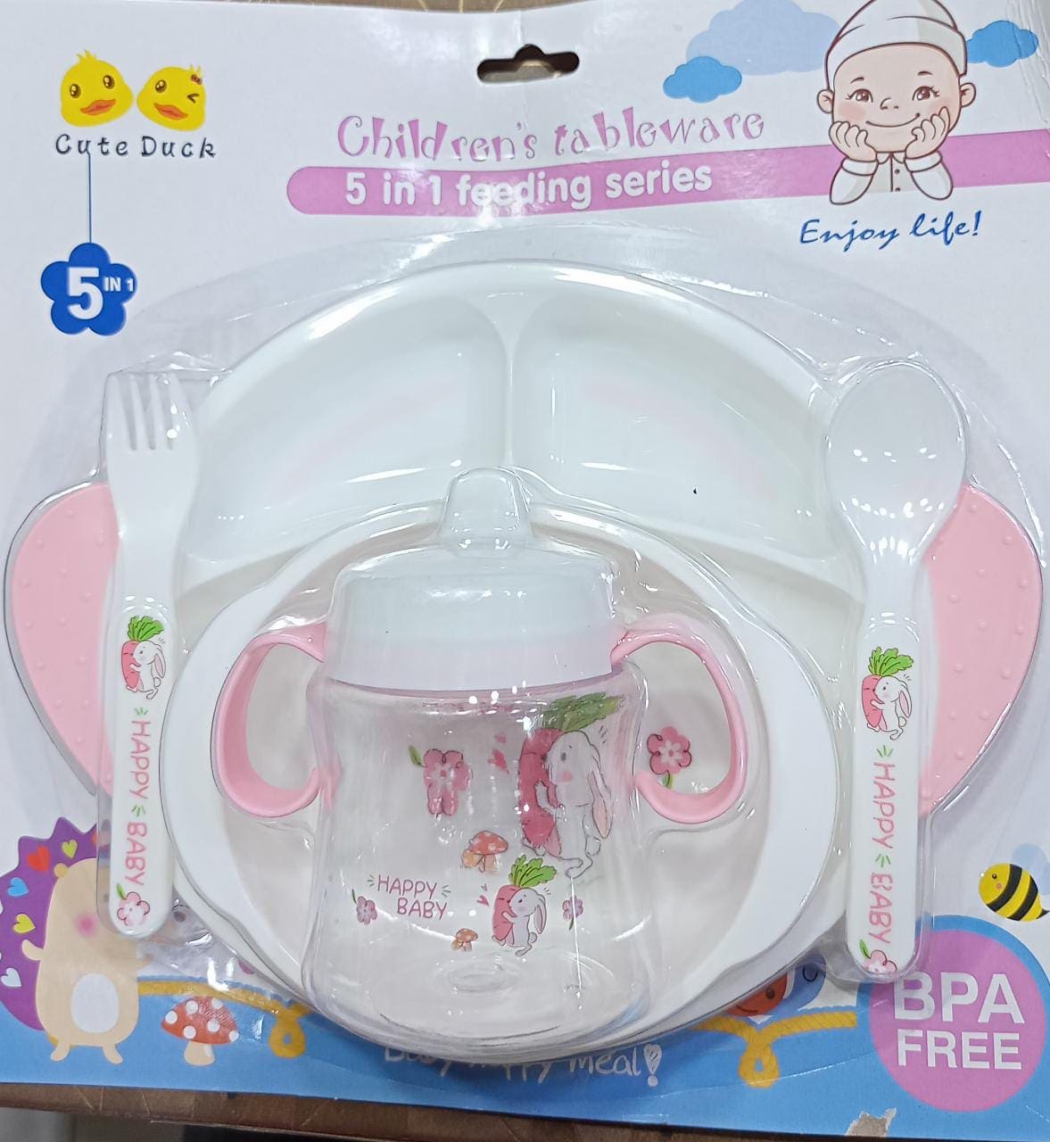 5 In 1 Tableware Baby Feeding Series, Children Feeding Set, Feeding Kit For Babies, Toddler Feeding Training Set