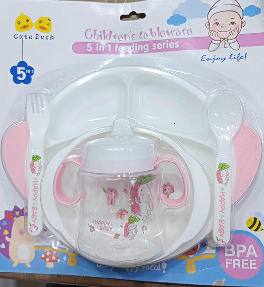 5 In 1 Tableware Baby Feeding Series, Children Feeding Set, Feeding Kit For Babies, Toddler Feeding Training Set