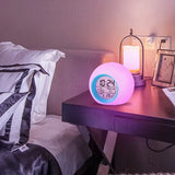 Cute Kids Digital Alarm Clock, 7 Color Alarm Clock, Cute Wake Up Timer Alarm Clock, Touch Control Digital Clock,  Colors Change Night Glowing Digital Alarm Clock, Natural Sounds Table Watch, Round Snooze Led Alarm Clock