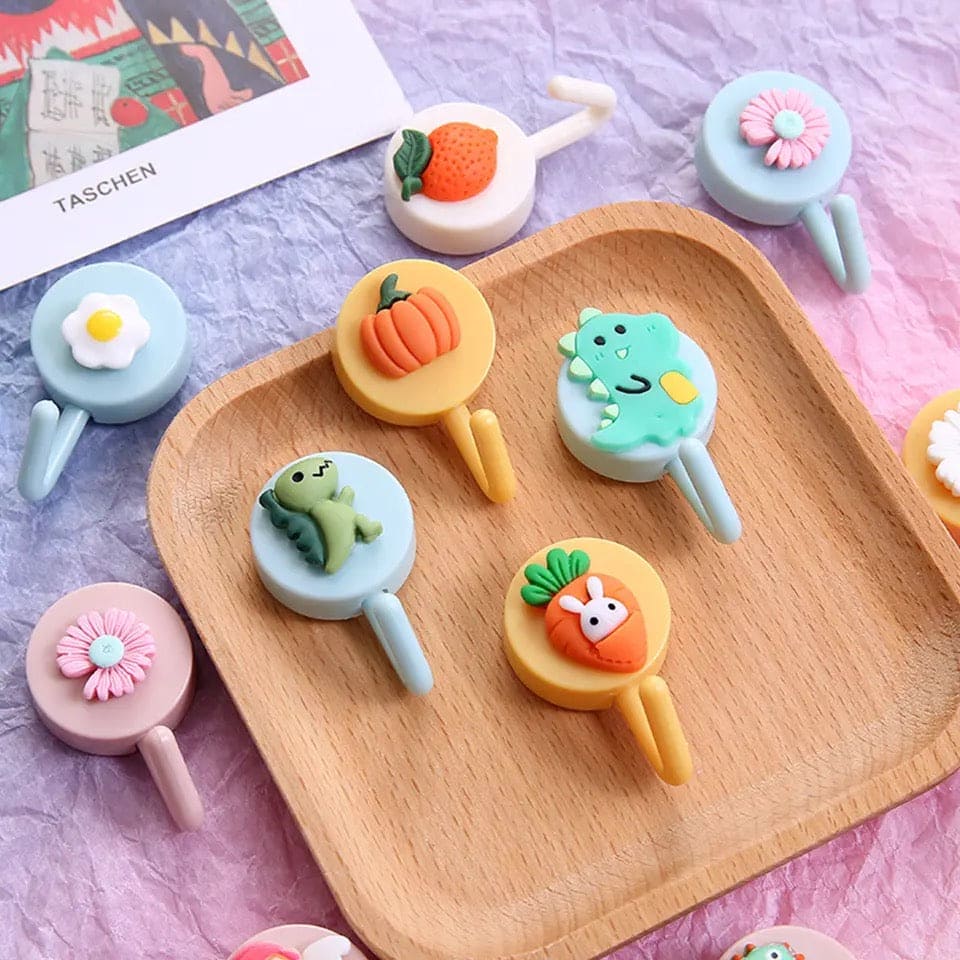 Set Of 10 Cute Cartoon Wall Hook, Cute Wall Hooks Key Holder, Cartoon Fruits Shape Hook For Kids Room Home Decor, Coat Towel Hanging Plastic Mask Holder, Kitchen Bathroom Organizer Wall Decor, Home Accessories