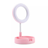 Foldable Selfie Stick Ring Light Tripod For Phone With Mirror, Mobile Live Bracket Led Light, Portable Desktop Lamp Photography Props LED For Phone, Beauty Selfie Stick With Light