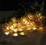Wooden Heart Fairy Lights, 20 LEDS String Night Light, Romantic Wedding Curtain Lamp