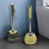 Floor Standing Toilet Brush with Holder, Plastic Toilet Brush, Bathroom Floor Scrubbing Set, Toilet Brush and Holder Set, Toilet Bowl Brush and Holder for Bathroom Organization,  Wall Mounted & Floor Standing