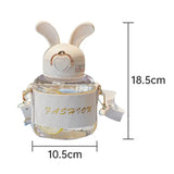 Bunny Ears Water Bottle, Bunny Kettle Straw Water Thermos, Cute Rabbit Shape Straw Bottle with Protector Case, Soft Suction Nozzle Water Cup for Kids, Plastic Water Juice Bottles, Sports Water Bottle with Leak Proof Flip Top Lid