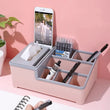 Desktop Plastic Napkin Holder, Multifunctional Tissue Storage Box Cover, Stationery Make Up Organizer for Bedroom Bathroom, Multifunctional Tissue Box Phone Holder Stand,  Wipes Case Desk Organizer