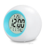 Cute Kids Digital Alarm Clock, 7 Color Alarm Clock, Cute Wake Up Timer Alarm Clock, Touch Control Digital Clock,  Colors Change Night Glowing Digital Alarm Clock, Natural Sounds Table Watch, Round Snooze Led Alarm Clock
