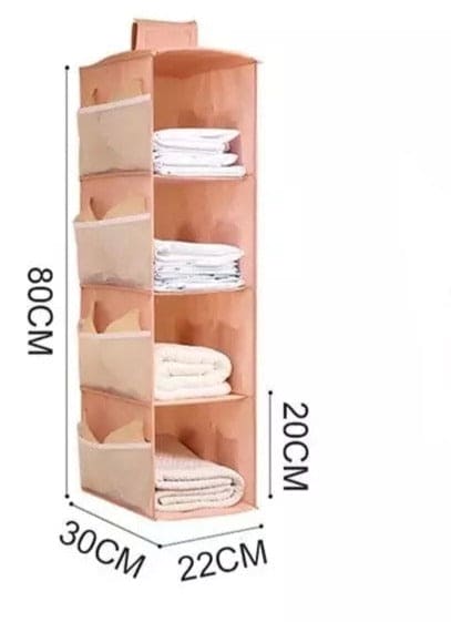 New Hanging Wardrobe, 4 Layer Foldable Closet Organizer, Multilayer Foldable Hanging Storage Rack, Tier Hanger Bag, Wardrobe Storage Holder, Dust-Proof Fabric Hanging Bag, Double Sided Storage Organizer With 8 Frosted Pocket